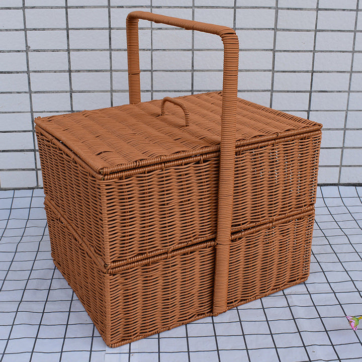 Multi-Functional Woven Storage Basket with Lid