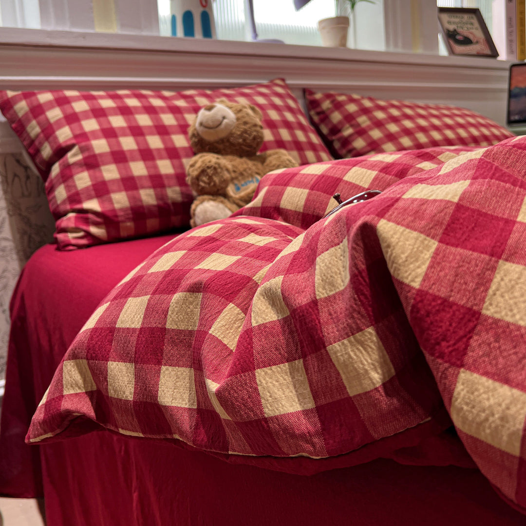 Soft Cotton Checkered Duvet Cover Set
