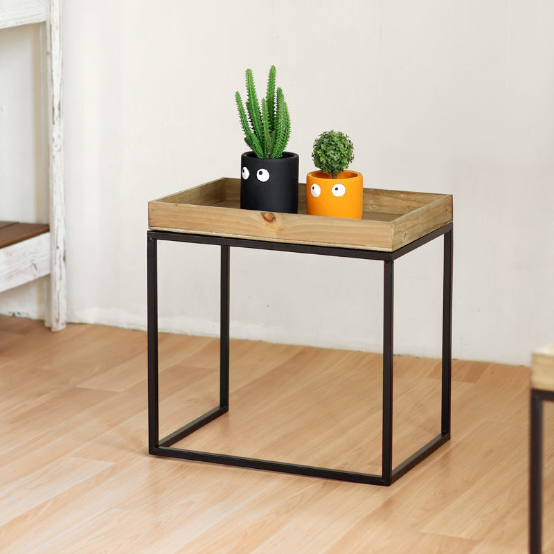 Modern side table with wooden tray