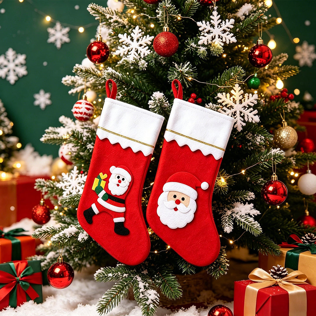 Cute Christmas stocking with festive motifs