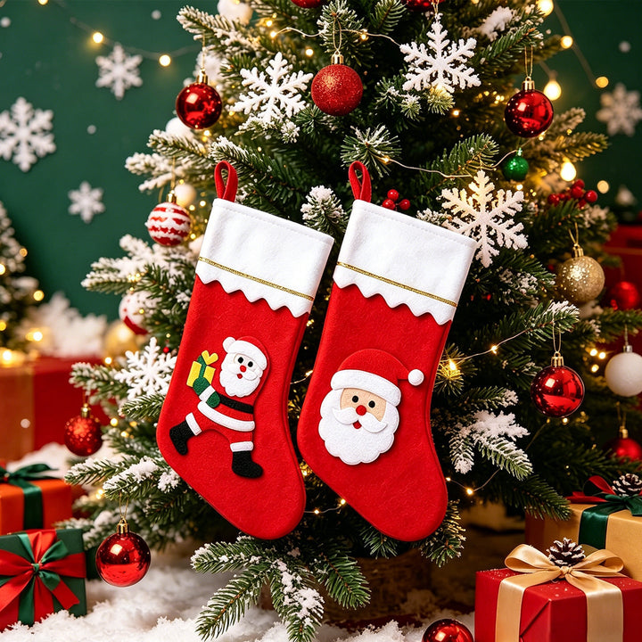 Cute Christmas stocking with festive motifs