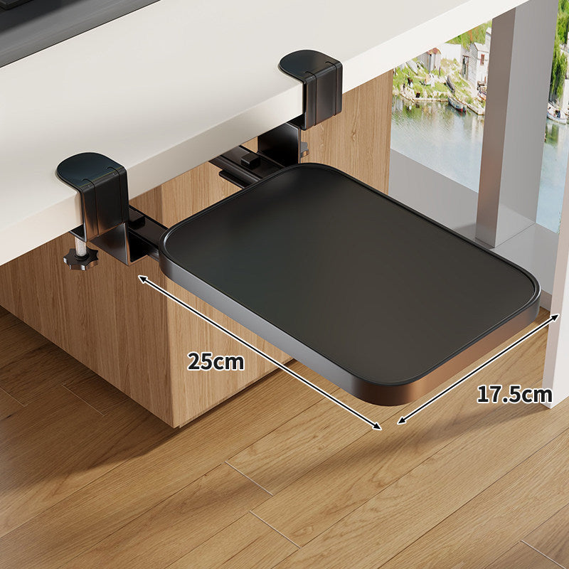 Under-Desk Slide-Out Keyboard Tray Clamp Mount with Ergonomic Wooden Platform