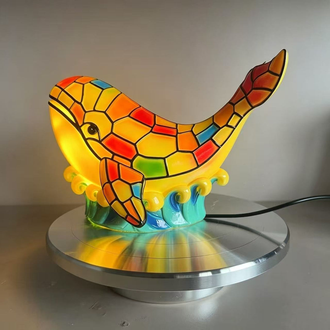 Stained Glass Dolphin Table Lamp