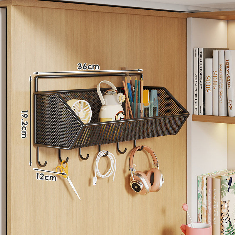 Wall-Mounted Hanging Mesh Storage Basket with Over-Cabinet Hook