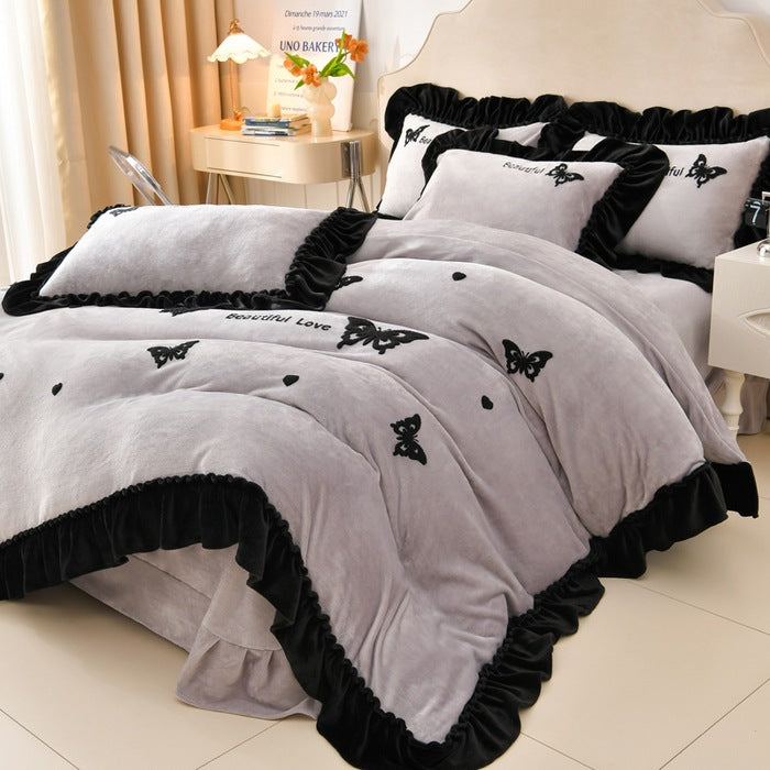Embroidered Butterfly Cozy Comforter Set