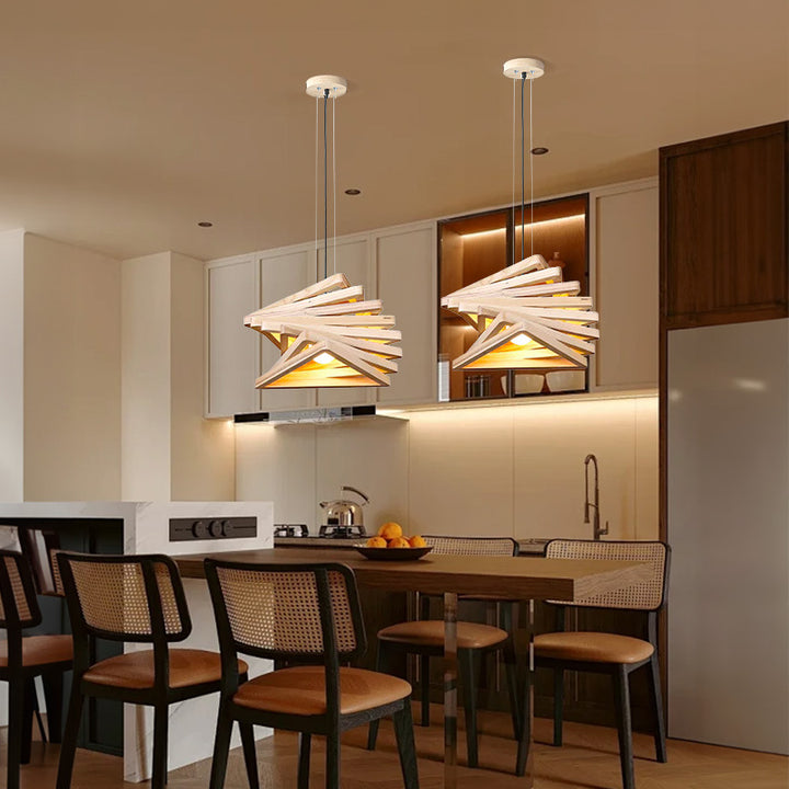 Artistic Wooden Pendant Light