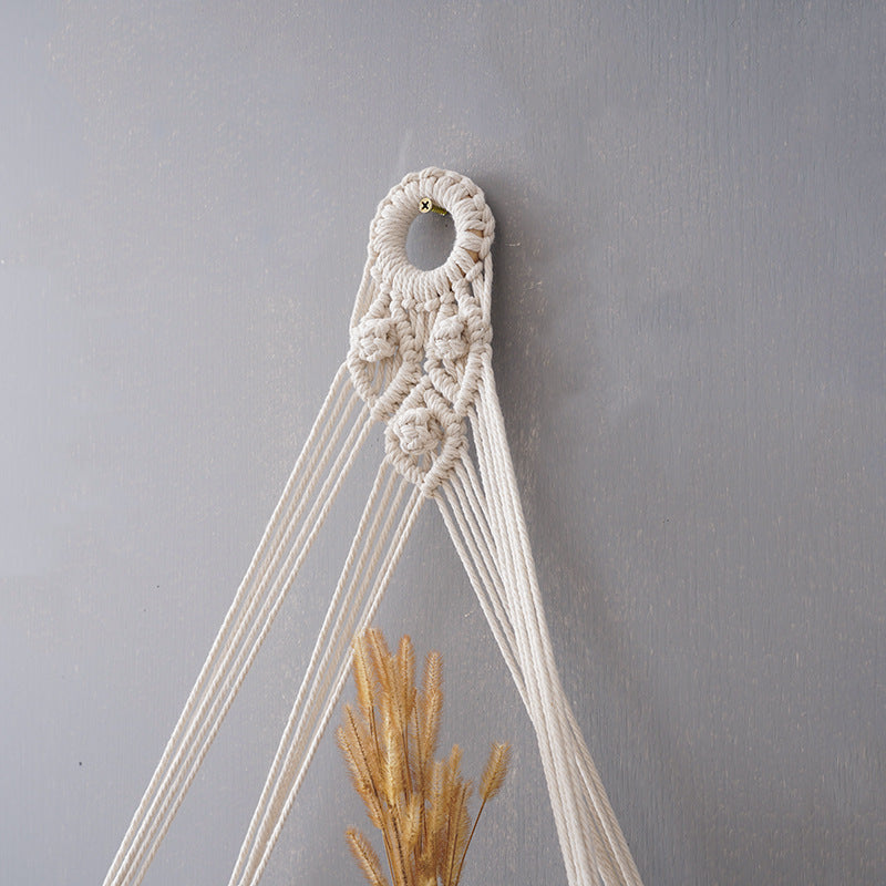 Macramé Floating Shelf with Natural Wooden Accents