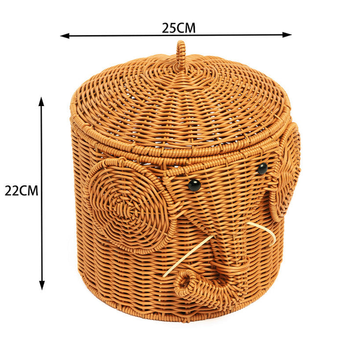 Elephant-Shaped Woven Storage Basket