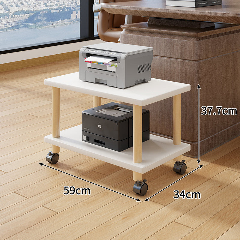 Compact Mobile Tiered Wooden Printer Stand with Swivel Casters