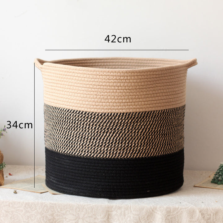 Stylish storage bucket made of woven natural material