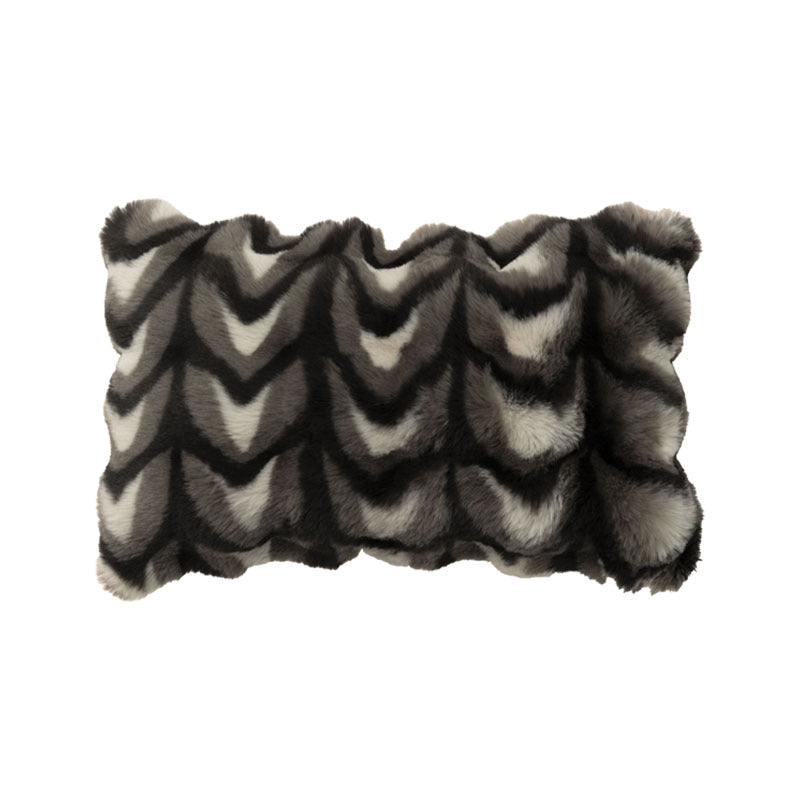 Square decorative cushion made of soft faux fur with inner cushion