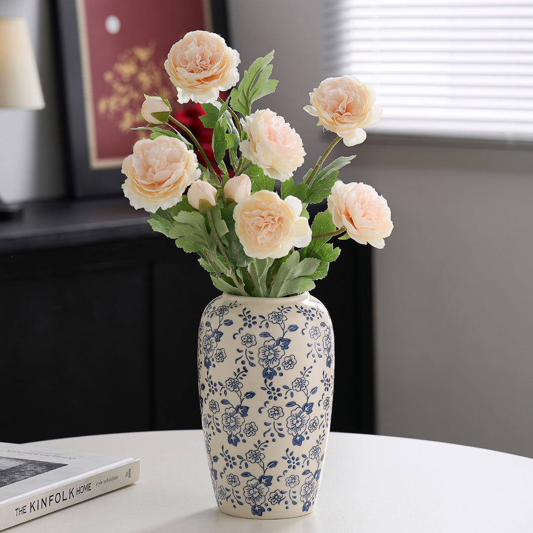 Decorative ceramic vase with floral pattern