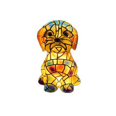 Colored Glass Mosaic Puppy Nightstand Lamp