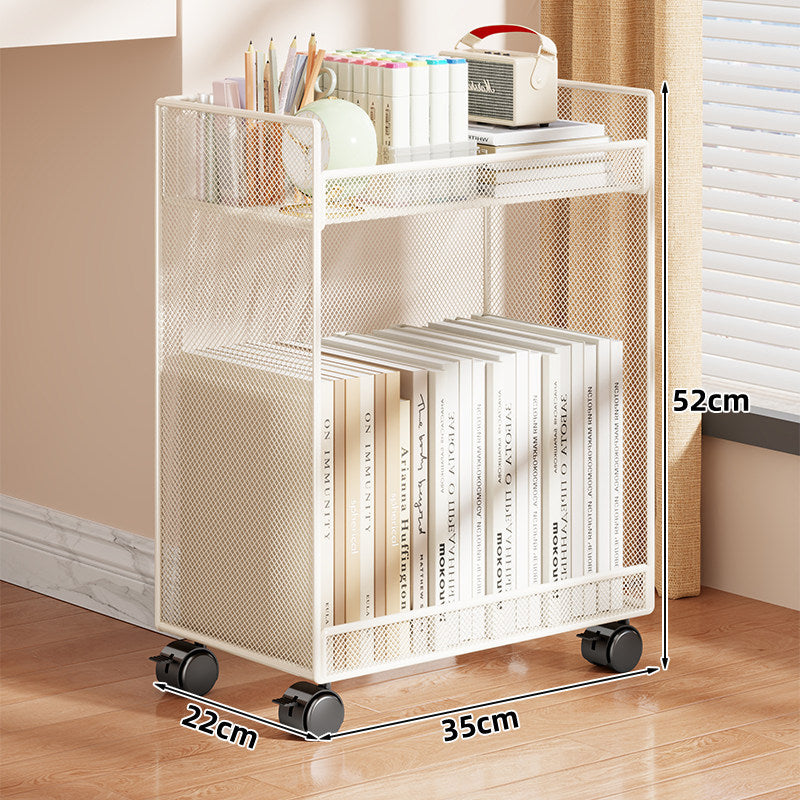 Slim Two-Tier Grid Wire Desktop Organizer Shelf for Books & Stationery