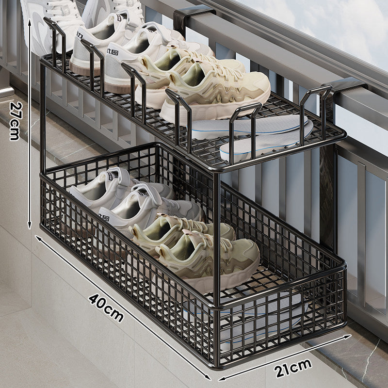 Over-Window Hanging Shoe Drying and Storage Basket Organizer