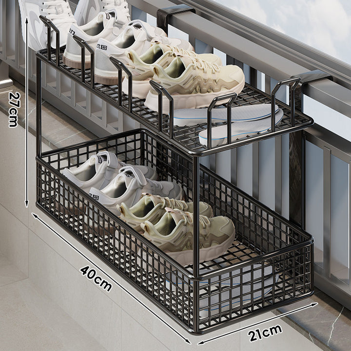 Over-Window Hanging Shoe Drying and Storage Basket Organizer