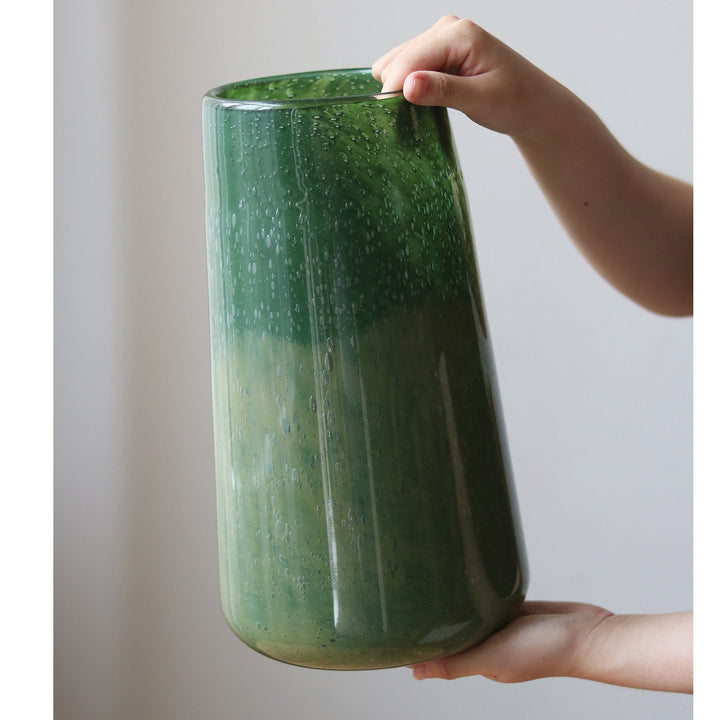 Tapered Hand-Blown Gradient Glass Tall Flower Vase