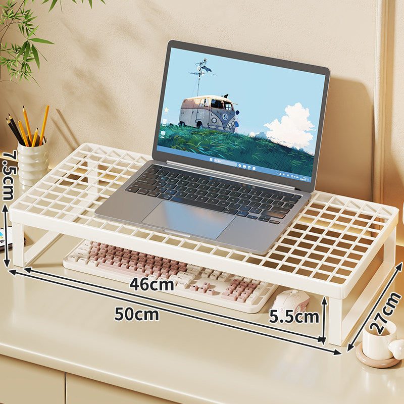 Elevated Mesh Laptop Stand Riser with Under-Keyboard Storage