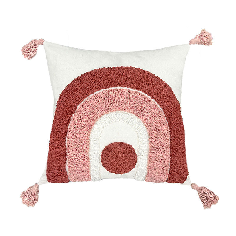 Textured Boho Rainbow Throw Pillow