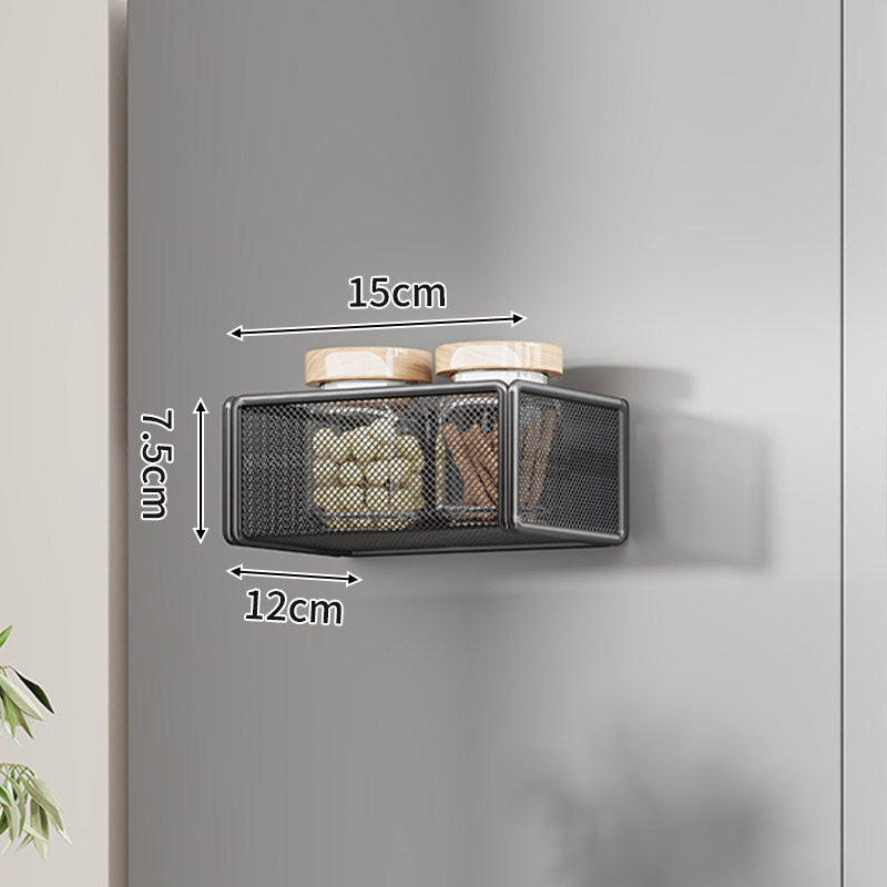 Wall-Mounted Mesh Floating Storage Shelf for Pantry Bathroom and Kitchen