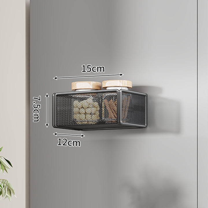 Wall-Mounted Mesh Floating Storage Shelf for Pantry Bathroom and Kitchen