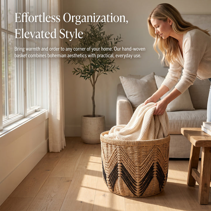 Storage basket with stylish zigzag pattern