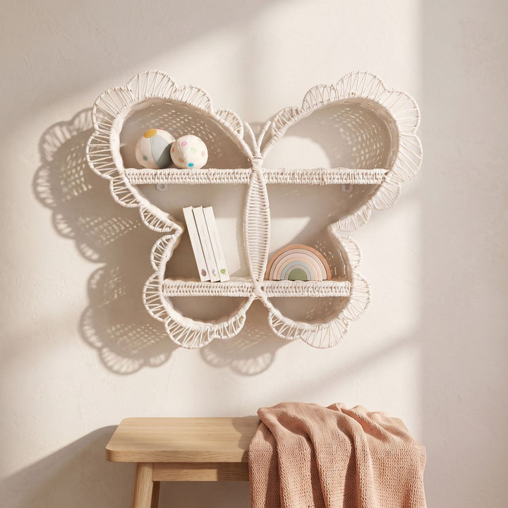Playful wall shelf in butterfly design