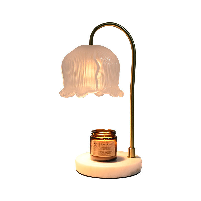Vintage-Glass-Bell-Shade Marble-Base Table Lamp