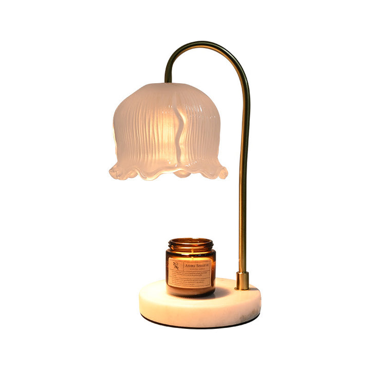 Vintage-Glass-Bell-Shade Marble-Base Table Lamp