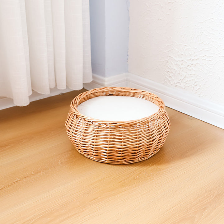 Handcrafted Round Wicker Storage Basket