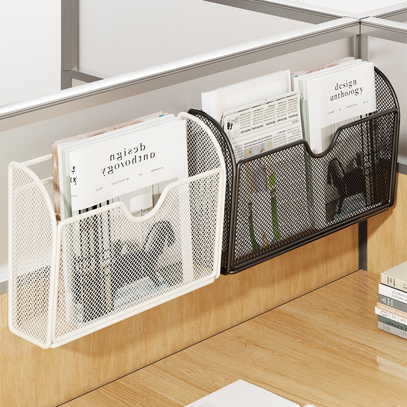 Metal Mesh Partition-Mounted Magazine & File Organizer