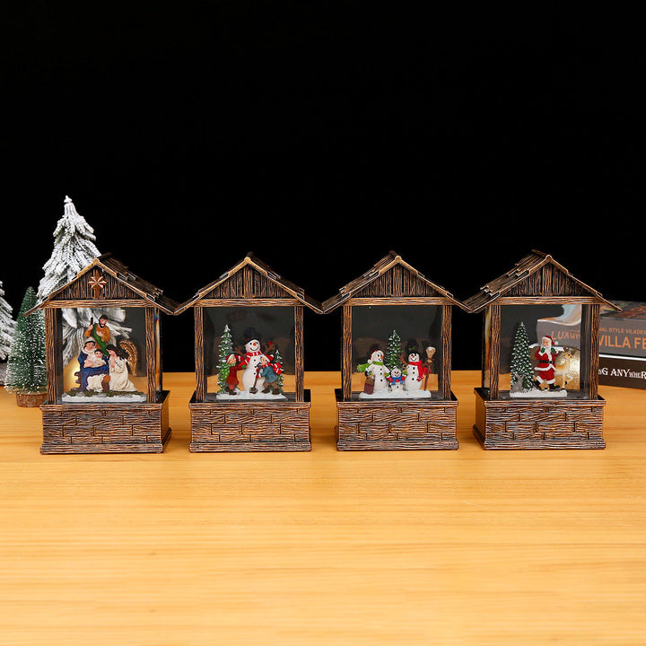 Nostalgic snow globe decoration with Santa Claus and children