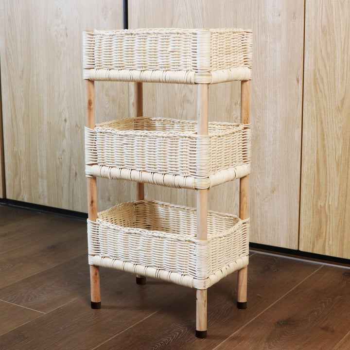 Versatile shelf cart with woven baskets