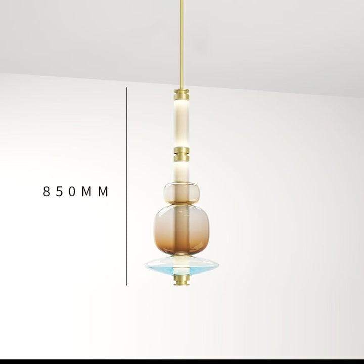 Modern glass and wood chandelier