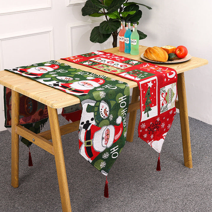 Festive table runner with reindeer motif
