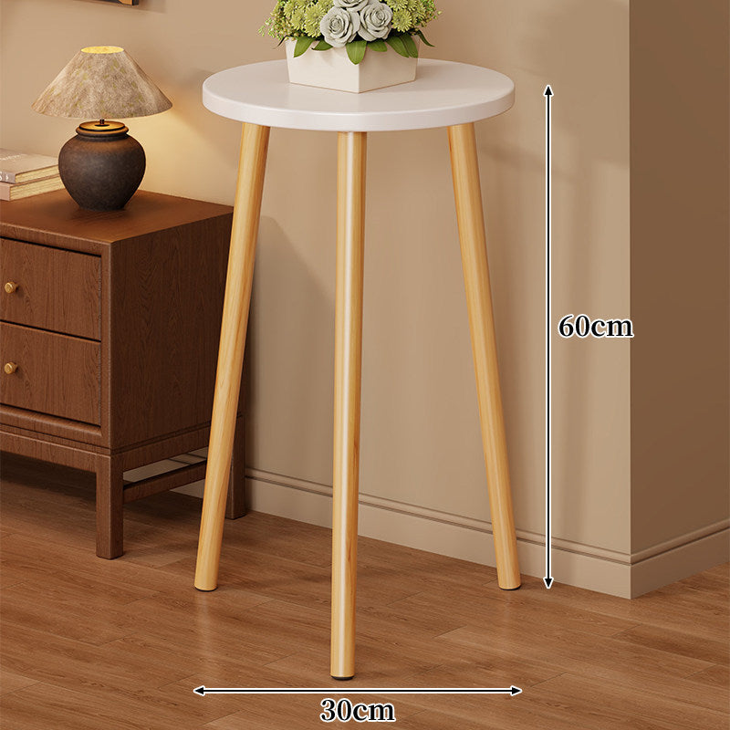 Two-Tier Round Side Table Plant Stand with Solid Wood Tripod Legs
