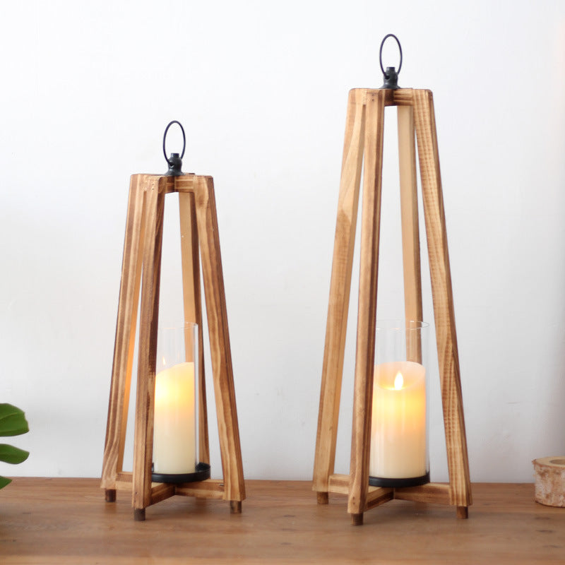 Elegant lantern made of wood and glass