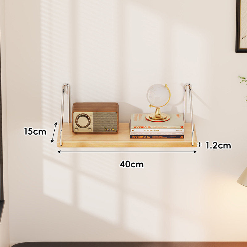 Floating Wall Shelf with Minimal Metal Bracket and Oak Veneer