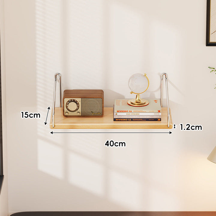 Floating Wall Shelf with Minimal Metal Bracket and Oak Veneer