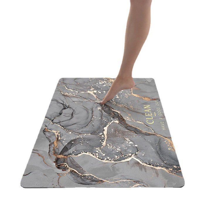 Soft Print Abstract Marble Bath Mat