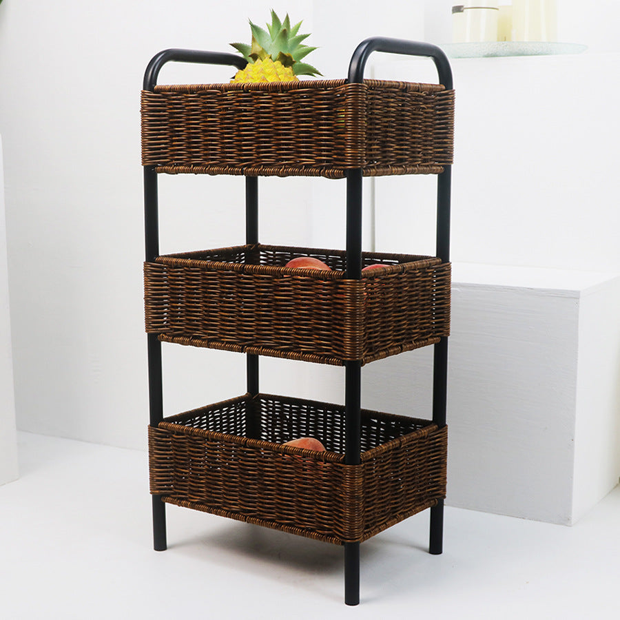 Versatile shelf cart with woven baskets