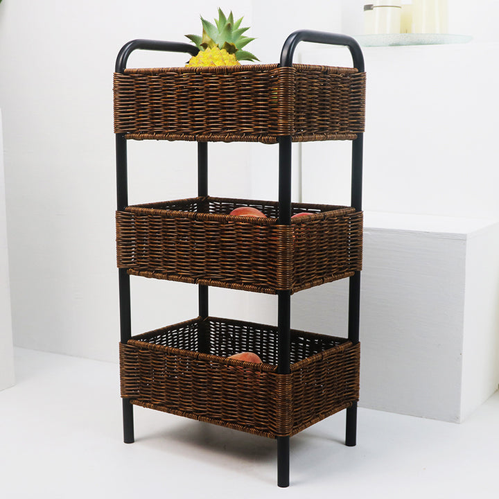 Versatile shelf cart with woven baskets