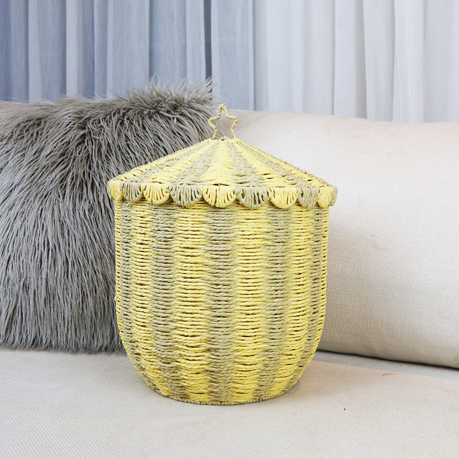 Handmade storage basket in playful design