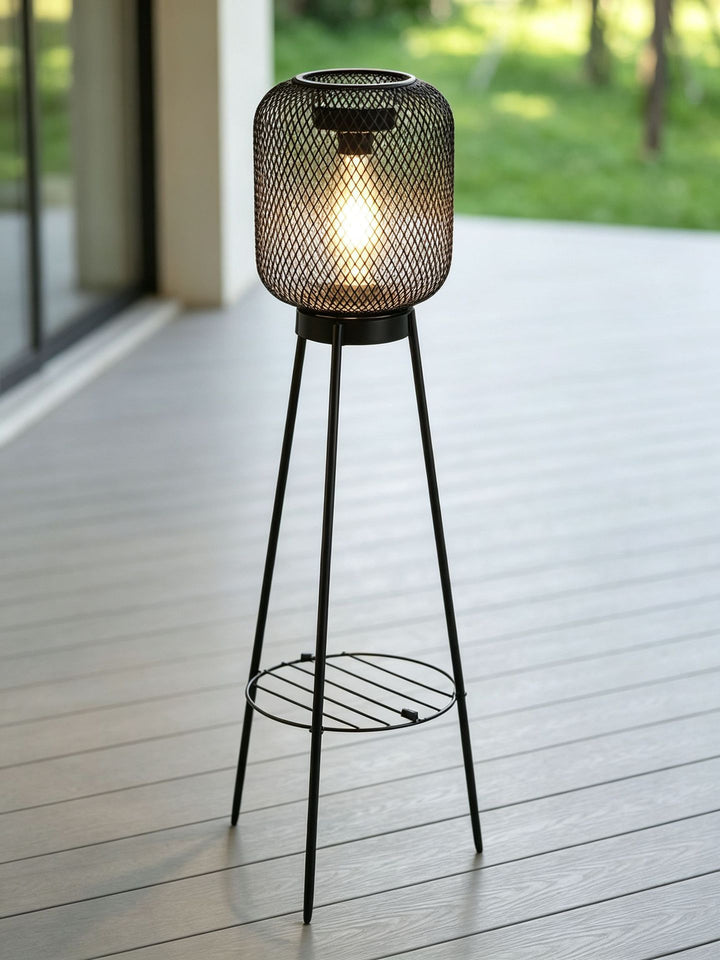 Outdoor Solar Hanging Lights in Metal Cage with Warm LED Candle Light