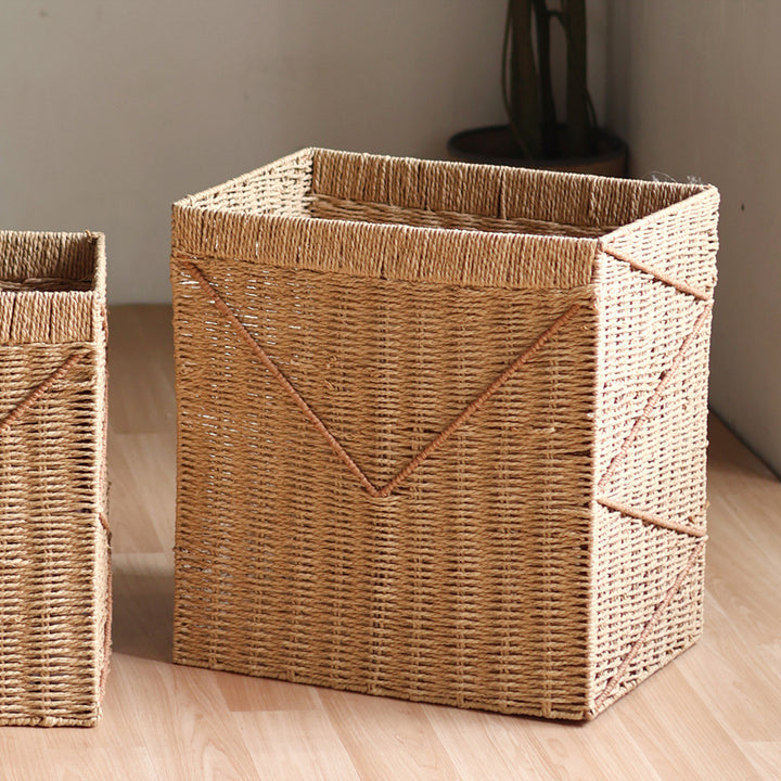 Storage basket made of braided rattan