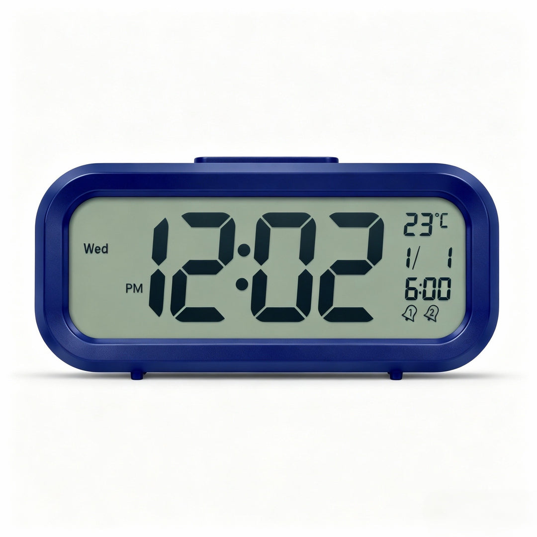Digital alarm clock with temperature sensor and large LED display