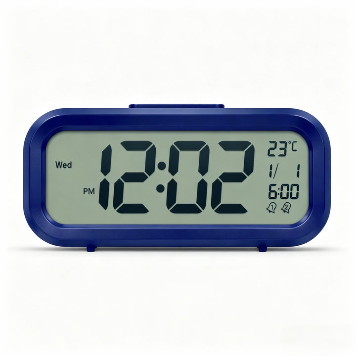 Digital alarm clock with temperature sensor and large LED display