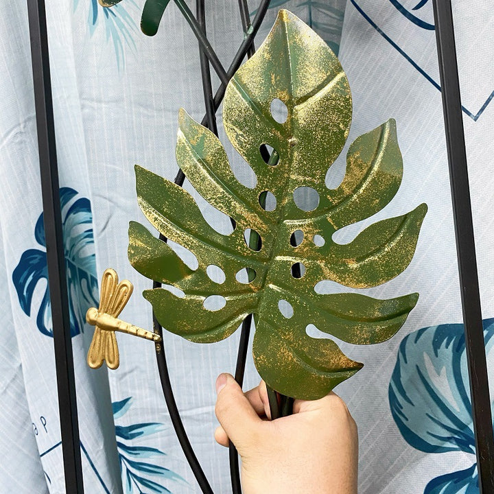Decorative Metal Wall Art with Tropical Leaf Design