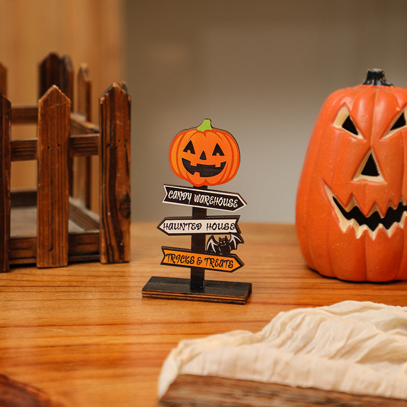 Creative Halloween Decor Sign with Pumpkin Motif