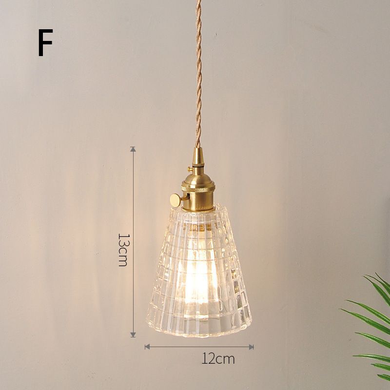 Fluted Glass Pendant Lamp with Vintage Brass Socket